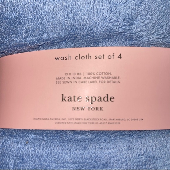 Kate Spade Washcloths Dusty Blue Set of 4 NWT - Picture 3 of 8